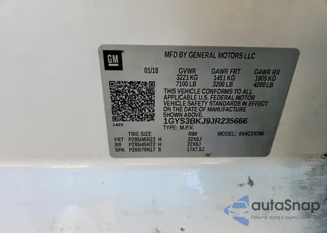 2018 Cadillac Escalade Luxury from USA, damaged, VIN 1GYS3BKJ9JR235666